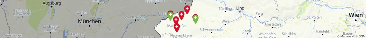 Kartenansicht für Apotheken-Notdienste in der Nähe von Moosbach (Braunau, Oberösterreich)